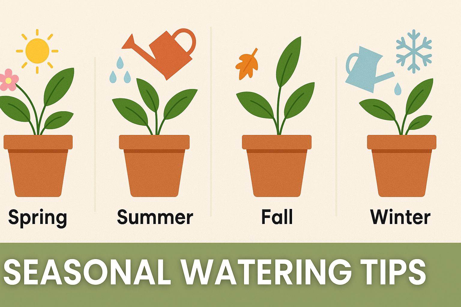 Urban Plant seasonal watering tips graphic showing